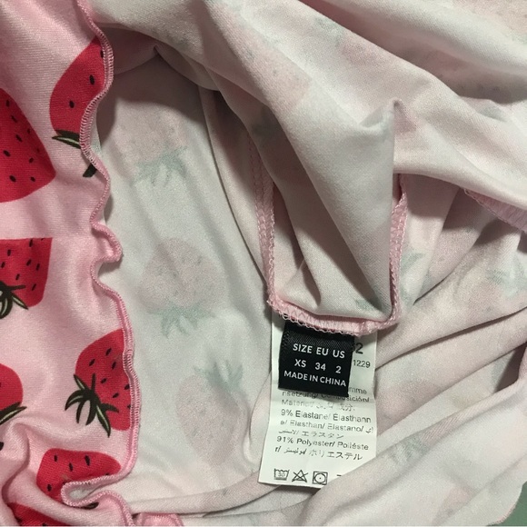 Bundle of 2 Cherry and Strawberry Print Lettuce Trim Bodycon Dresses, Size XS - Picture 7 of 7